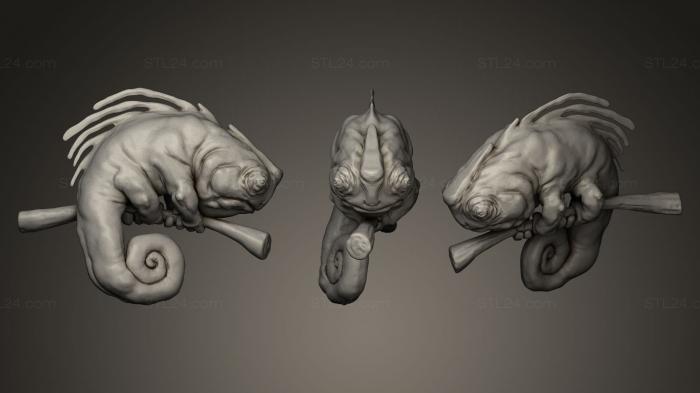 Статуэтки животных (Хамелеон, STKJ_0189) 3D модель для ЧПУ станка